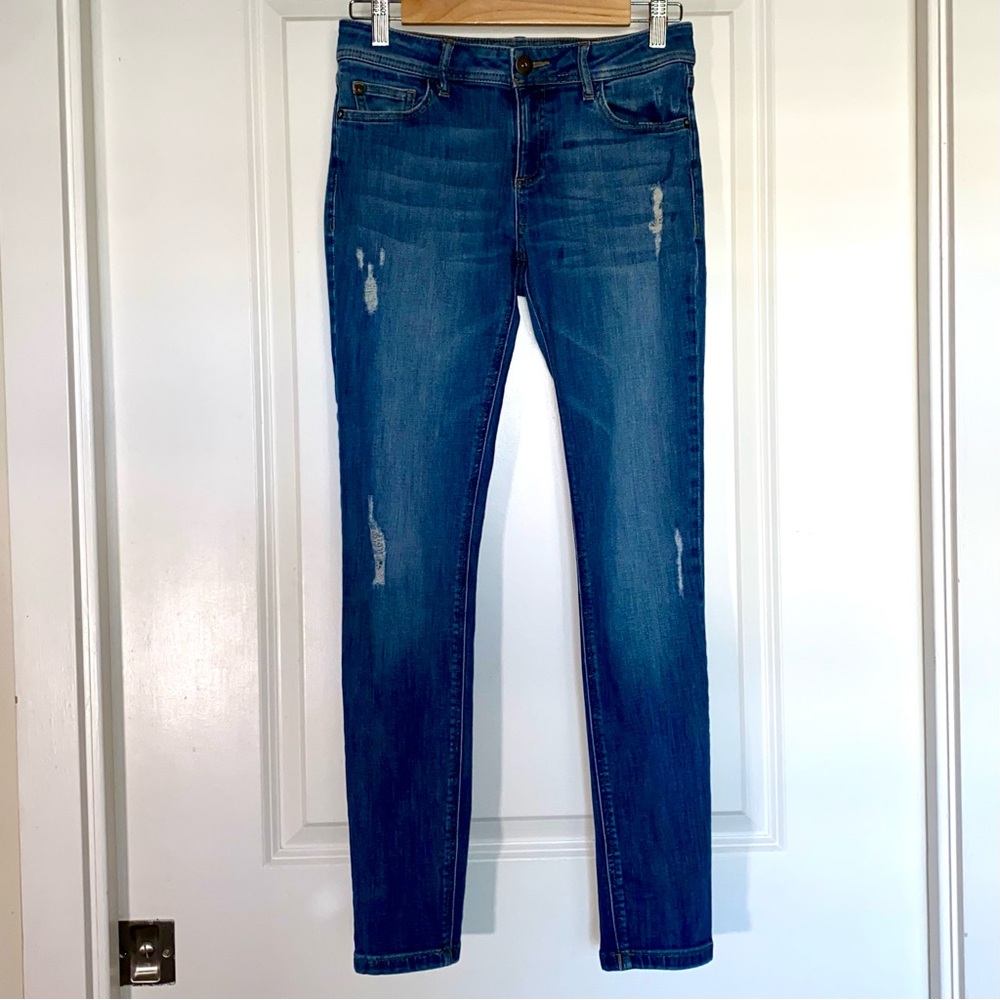 DL1961 Florence Distressed Mid-Rise Skinny Jeans, size 26